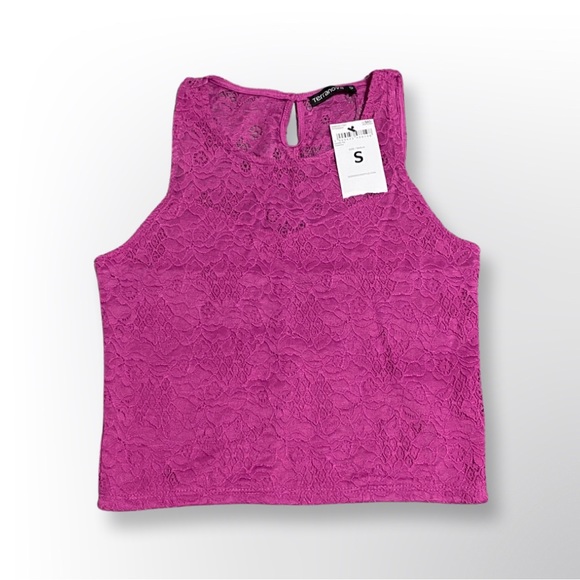 TERRANOVA Sleeveless Lace Shirt, Magenta, Small - Picture 1 of 4